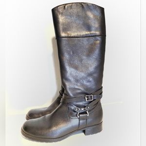 Lauren Ralph Lauren Tall Black Leather Savion Riding Boots Zip Closure 6.5